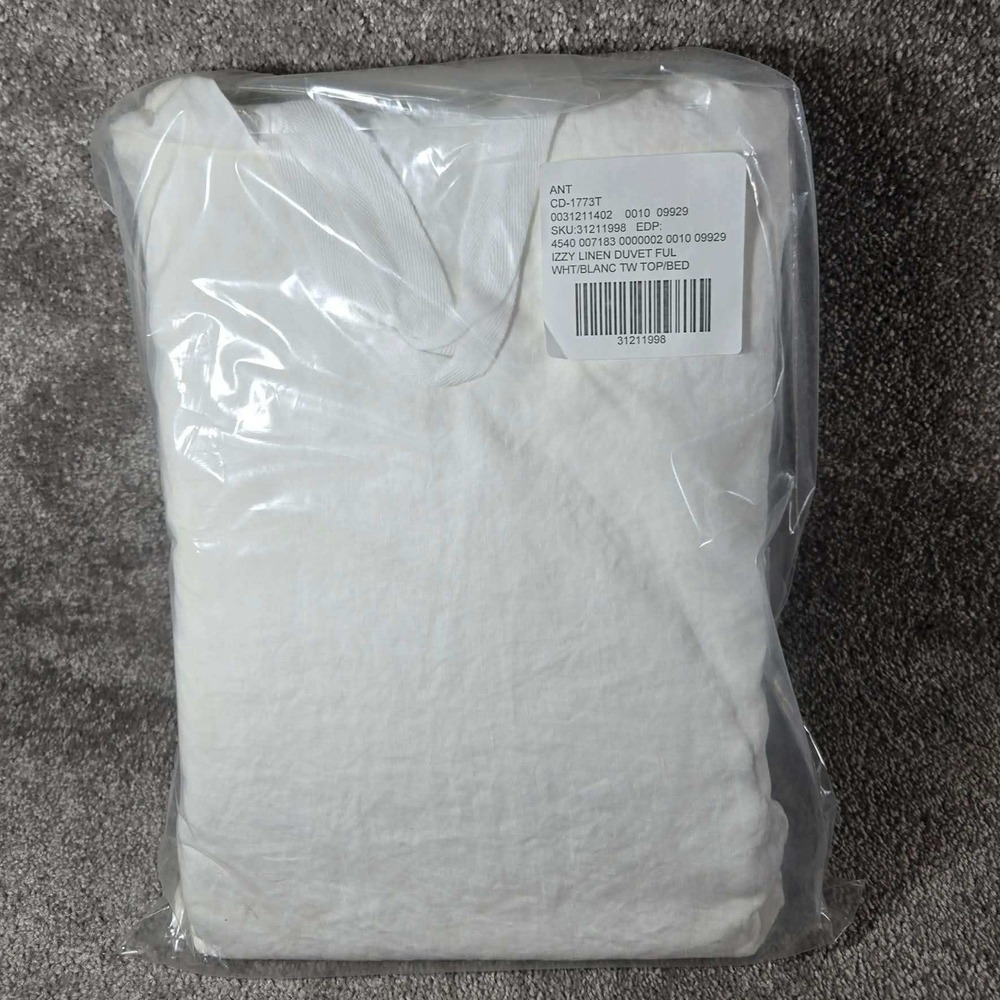 Anthropologie Izzy Duvet White Textured Linen Farmhouse Bedding Full